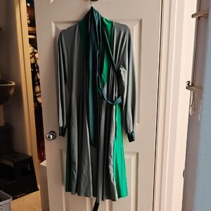 Black and Green Long Sleeve Casual Dress